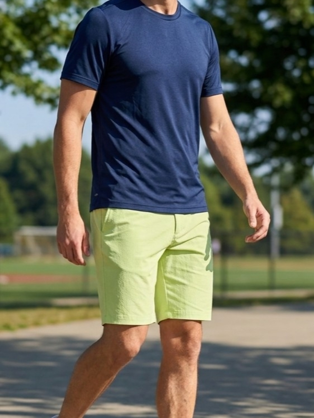 adidas Men's Green Solid Chino Shorts Flat Front Button Slash Pockets Pique  38